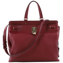 Valentino Joy Lock Top Handle Bag Leather Medium