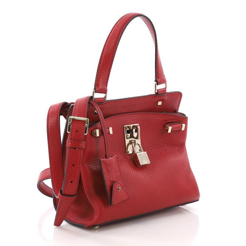 Red  Valentino Joy Lock Top Handle Bag Leather Small
