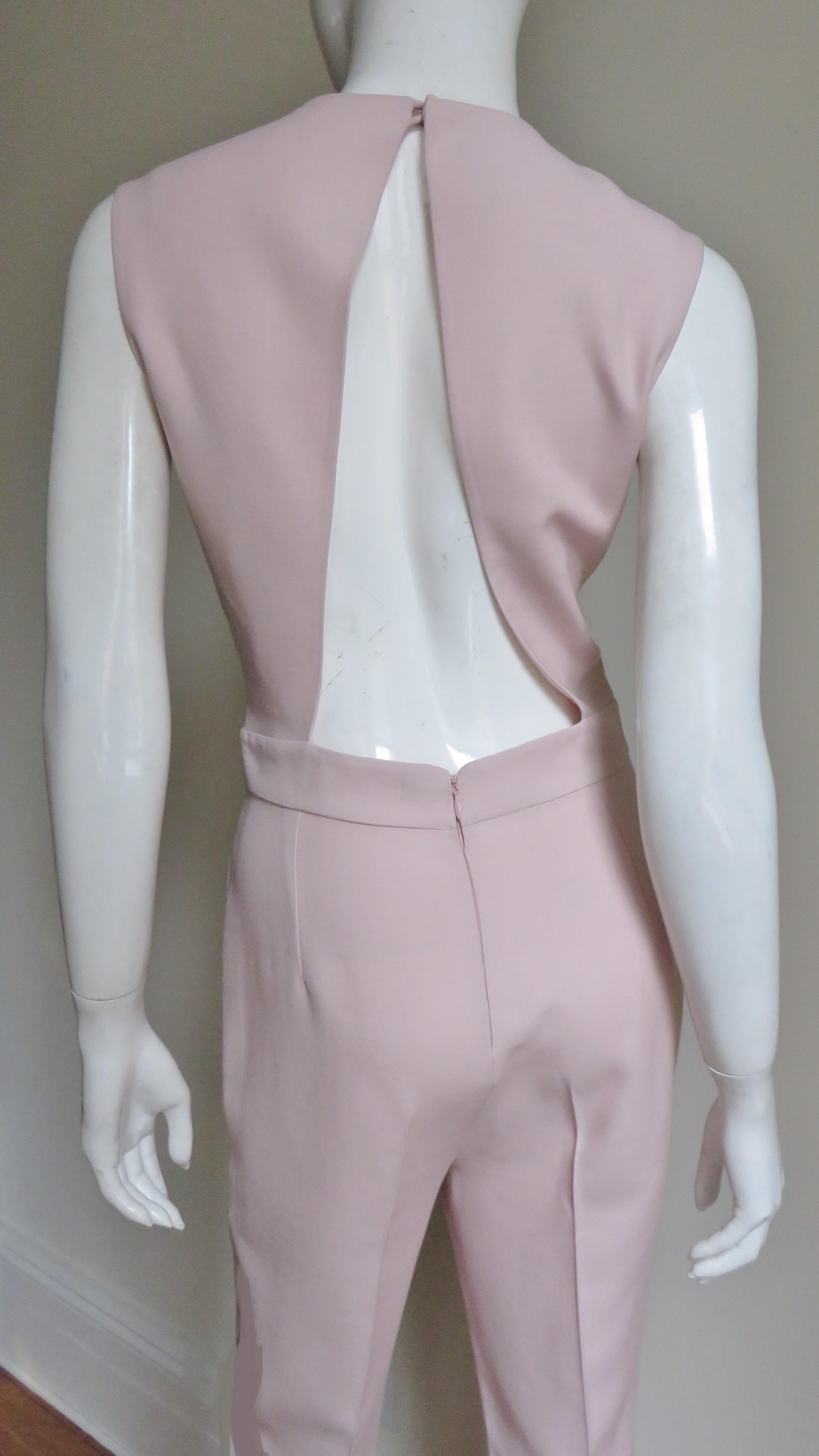Valentino New Pink Silk Jumpsuit with Cut out Back  For Sale 1