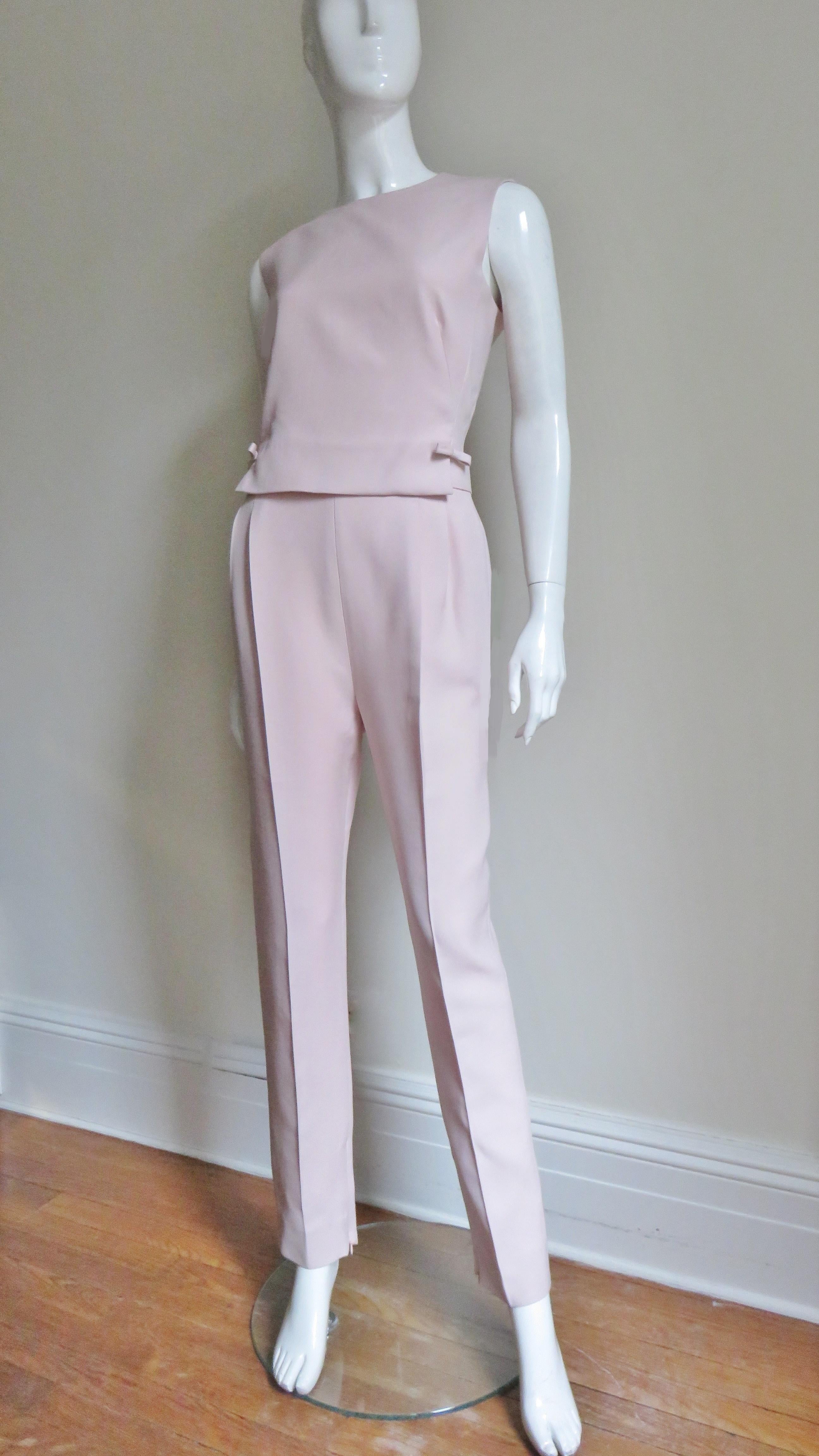 Valentino New Pink Silk Jumpsuit with Cut out Back  In New Condition For Sale In Water Mill, NY