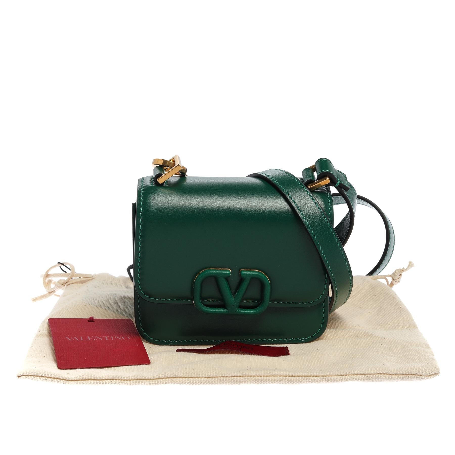 Valentino Jungle Green Leather Micro VSLING Shoulder Bag 4