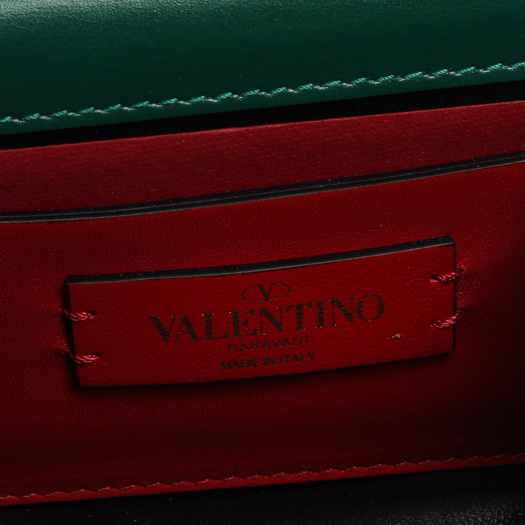 Women's Valentino Jungle Green Leather Micro VSLING Shoulder Bag