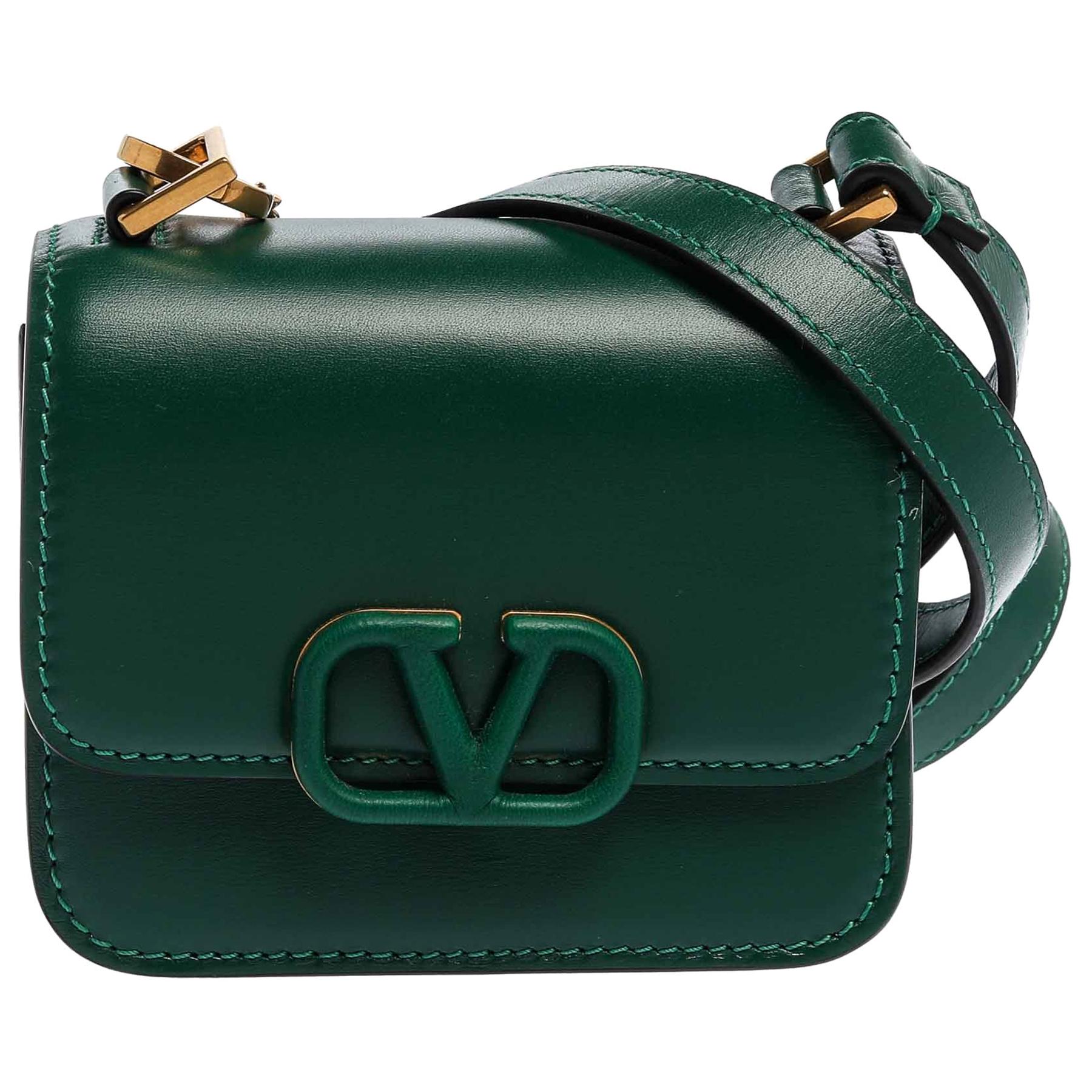 Valentino Black Smooth Calfskin Leather Vsling Micro Shoulder Bag