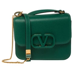 Valentino Jungle Green Leather Small VSLING Shoulder Bag