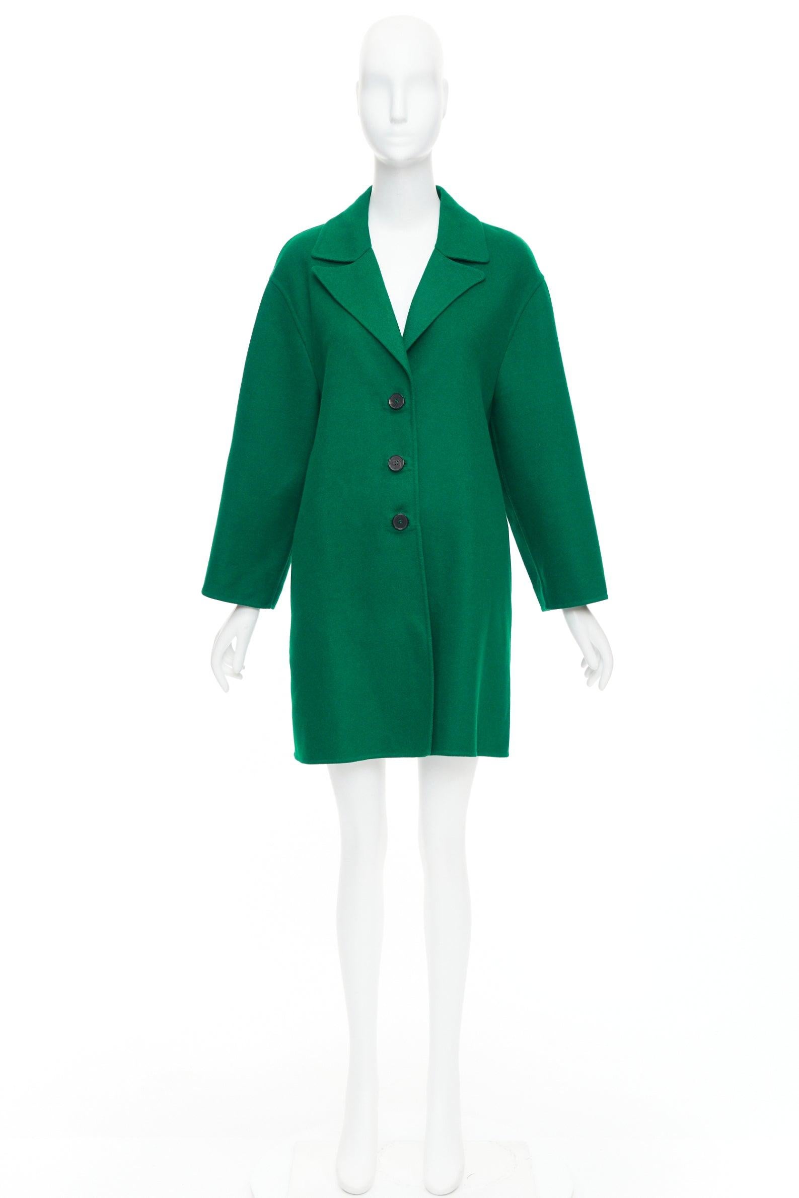 VALENTINO kelly green virgin wool blend single breasted oversized coat IT40 S For Sale 6