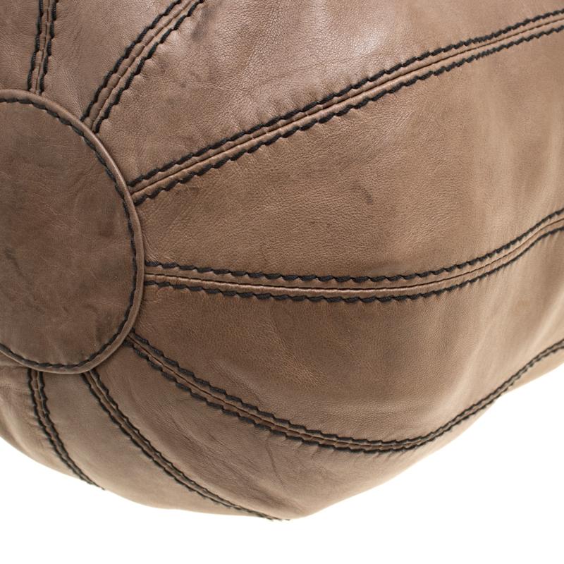 Valentino Khaki Brown Leather Bucket Hobo 7