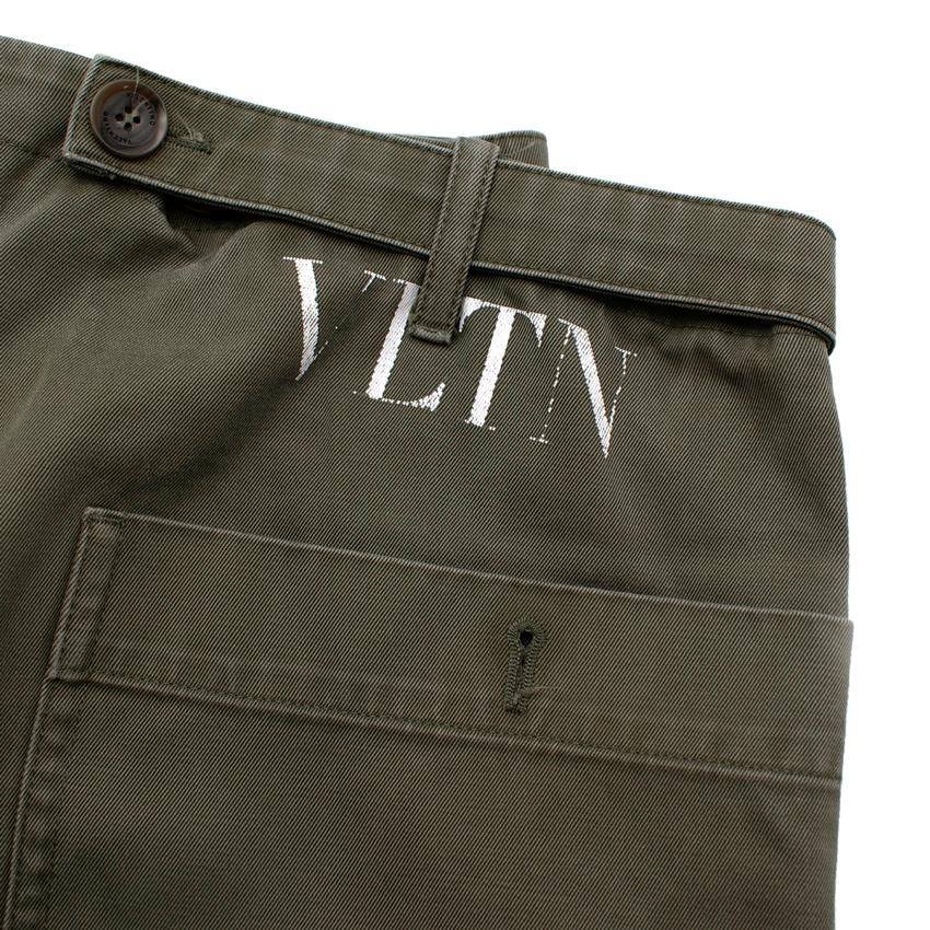 Gray Valentino Khaki Cotton VLTN Cargo Trousers