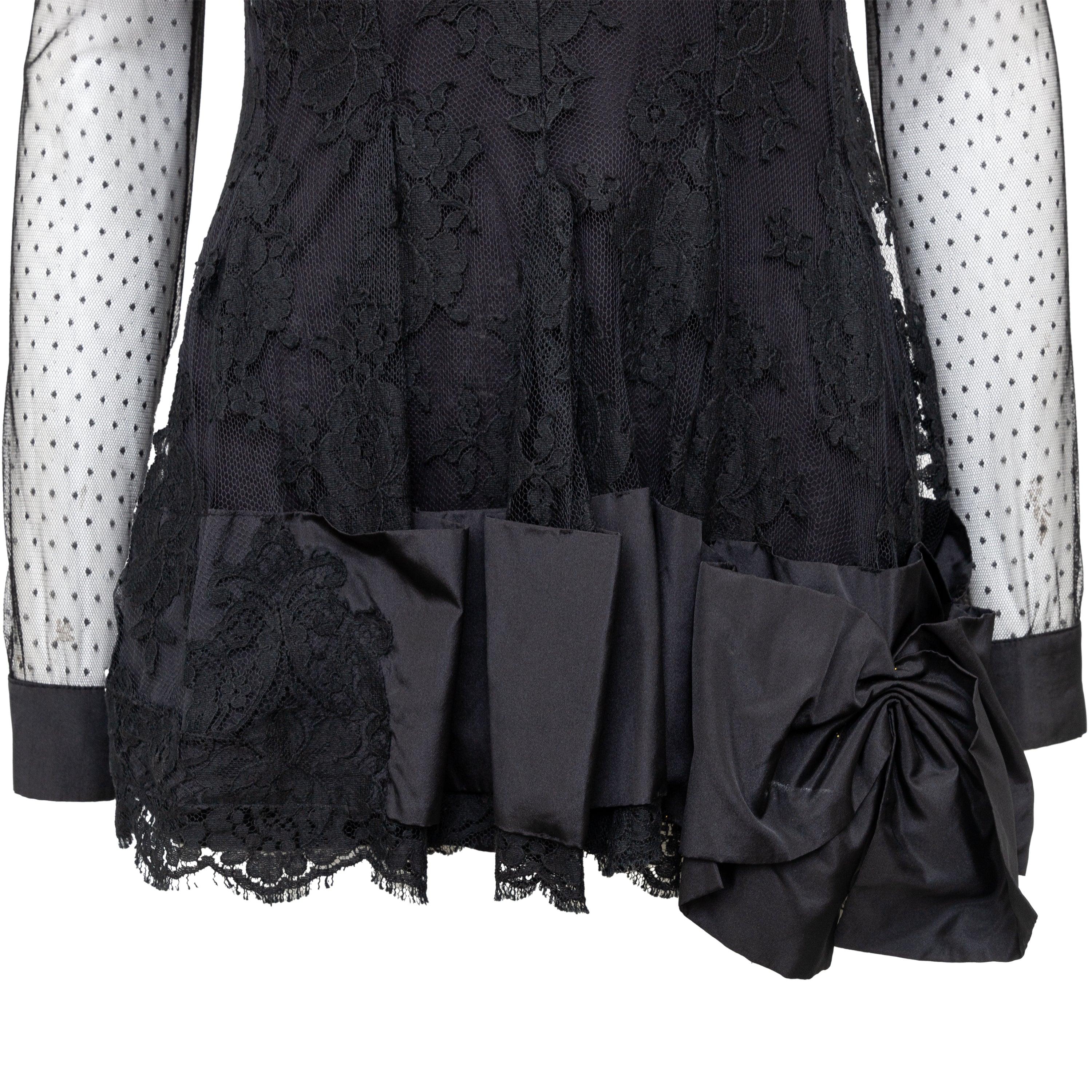 Black Valentino Lace Embroidered Long Top - '10s For Sale