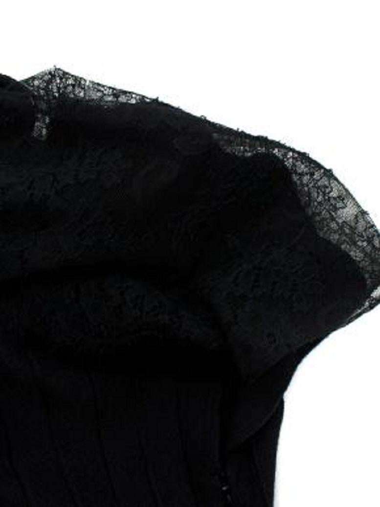 Women's Valentino Lace Trimmed Black Stretch Knit Midi Dress For Sale