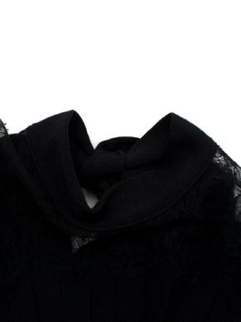 Valentino Lace Trimmed Black Stretch Knit Midi Dress For Sale 1