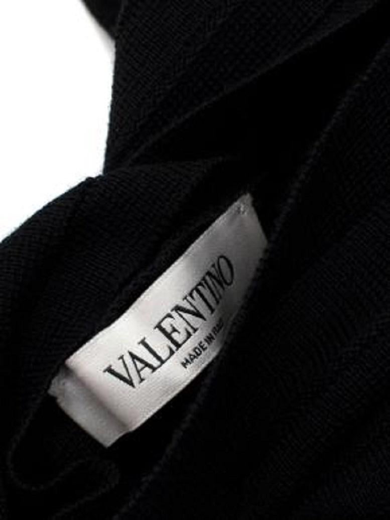 Valentino Lace Trimmed Black Stretch Knit Midi Dress For Sale 2