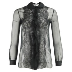 Valentino Lace Trimmed Silk Georgette Shirt Small