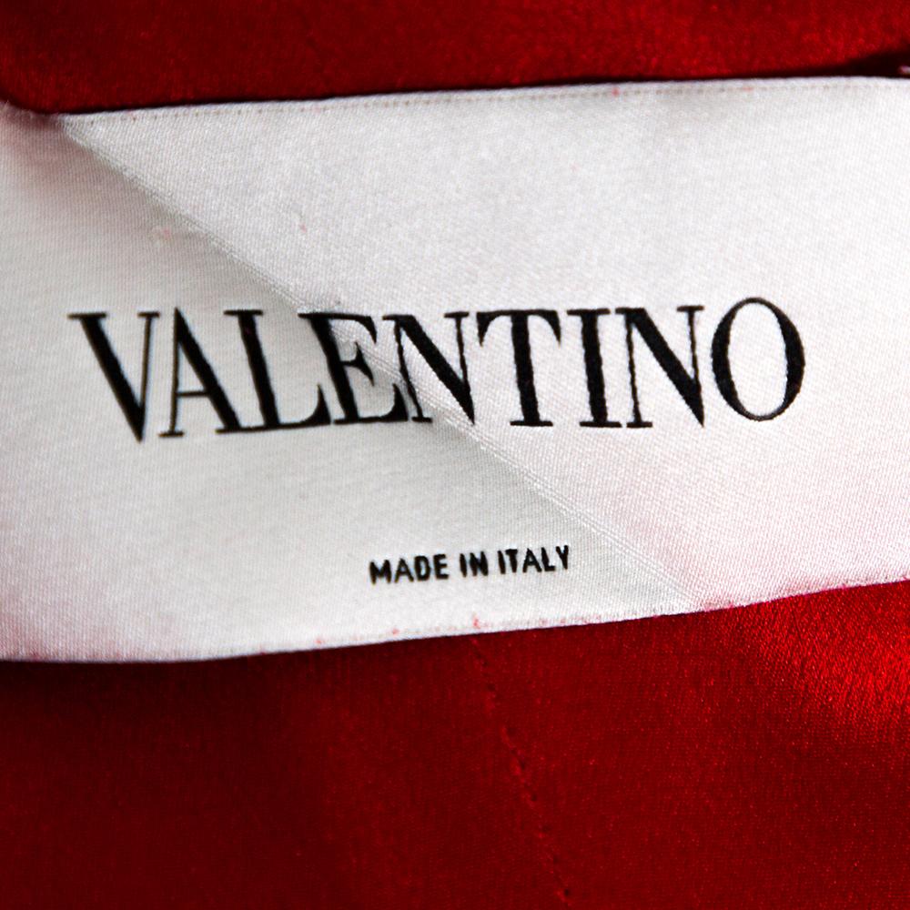 Valentino Lacquer Red Silk Crepe Draped Sheath Dress M 1