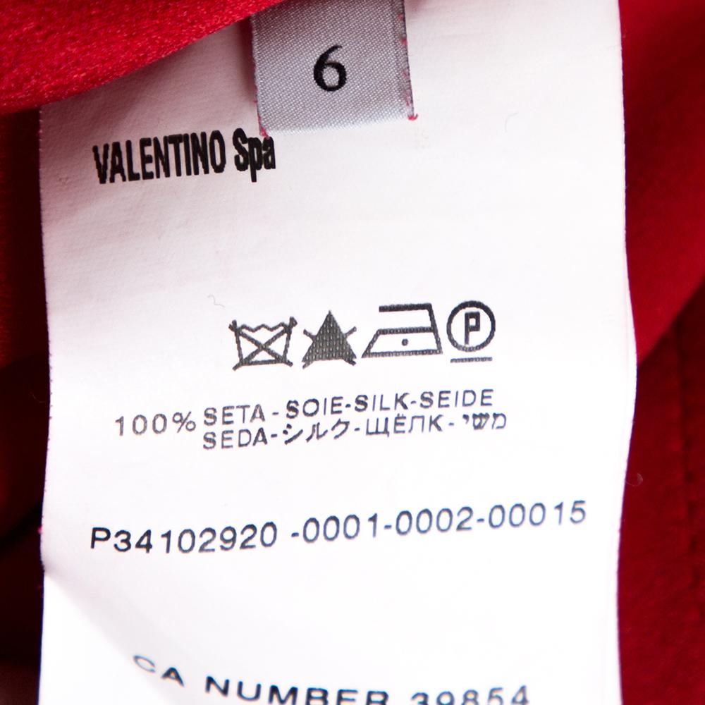 Valentino Lacquer Red Silk Crepe Draped Sheath Dress M 2