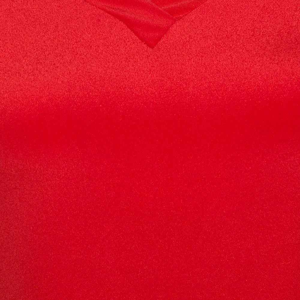 Valentino Lacquer Red Silk Crepe Draped Sheath Dress M 3