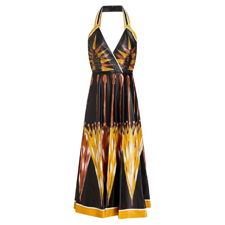 blue dress for baby girl Orange Tie Dye Print Halter Neck Knot Skirt Mesh Midi Dress – AX Paris main image 1