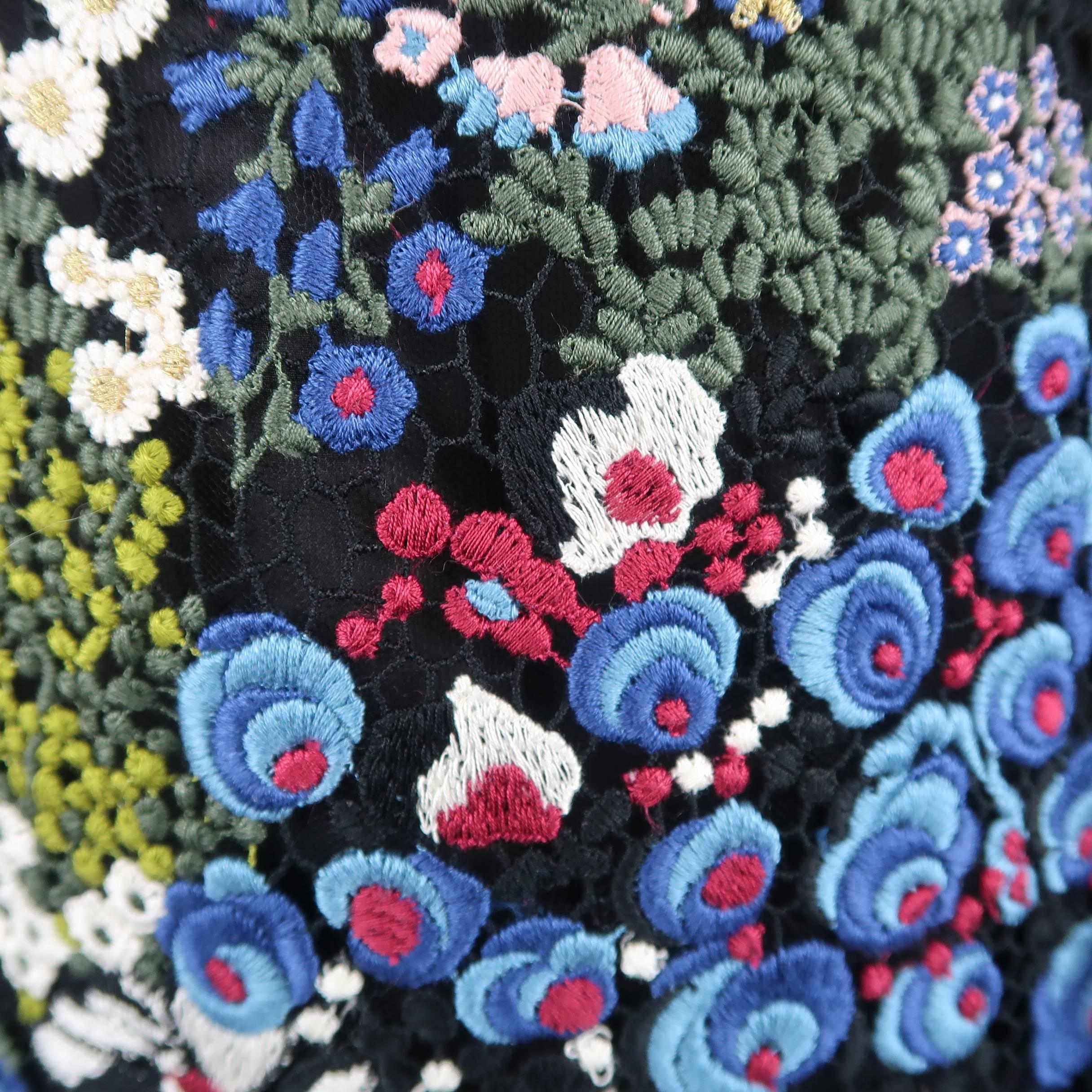 Valentino Dress - Landscape Embroidered Cape Sleeve Macrame Cape  2