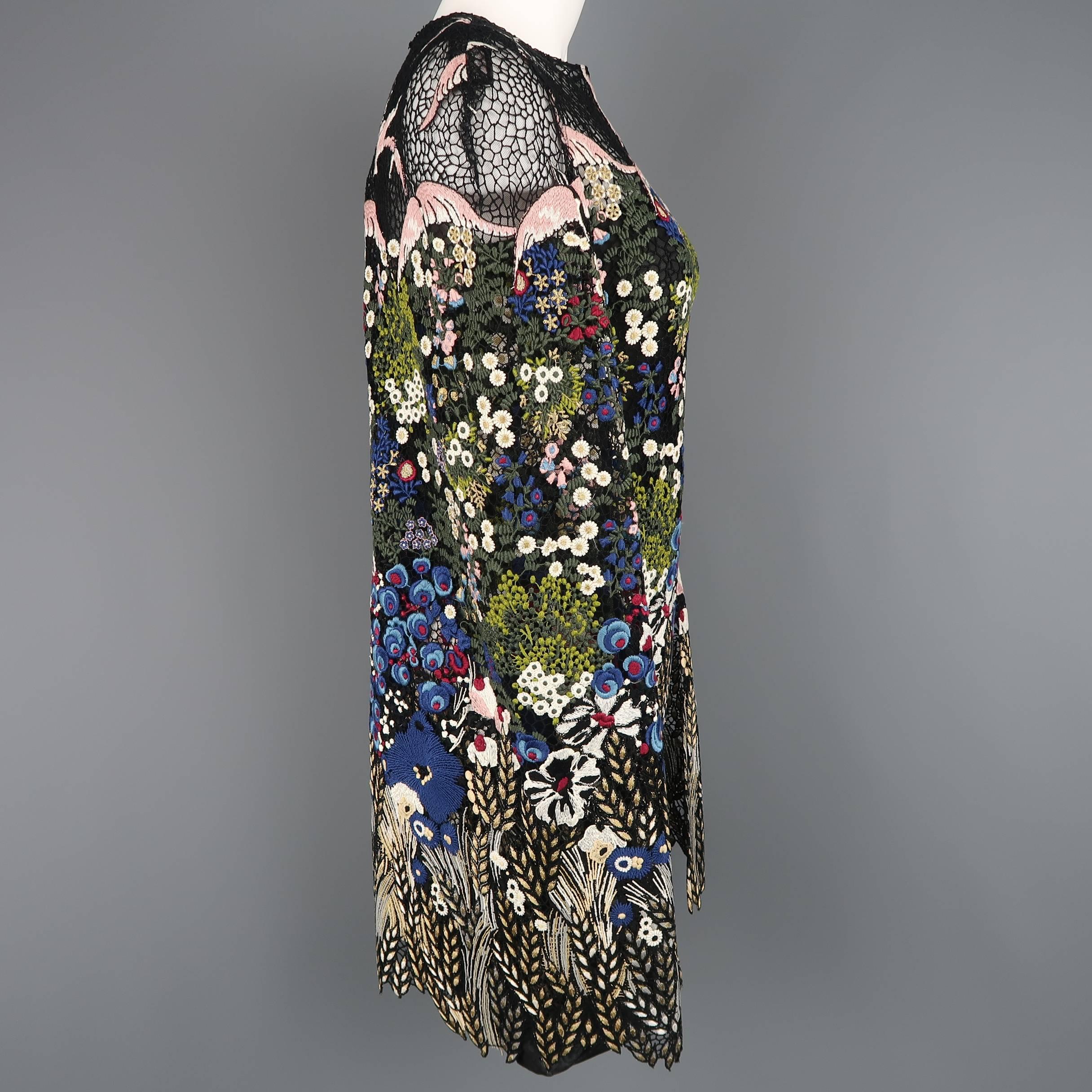 Valentino Dress - Landscape Embroidered Cape Sleeve Macrame Cape  3