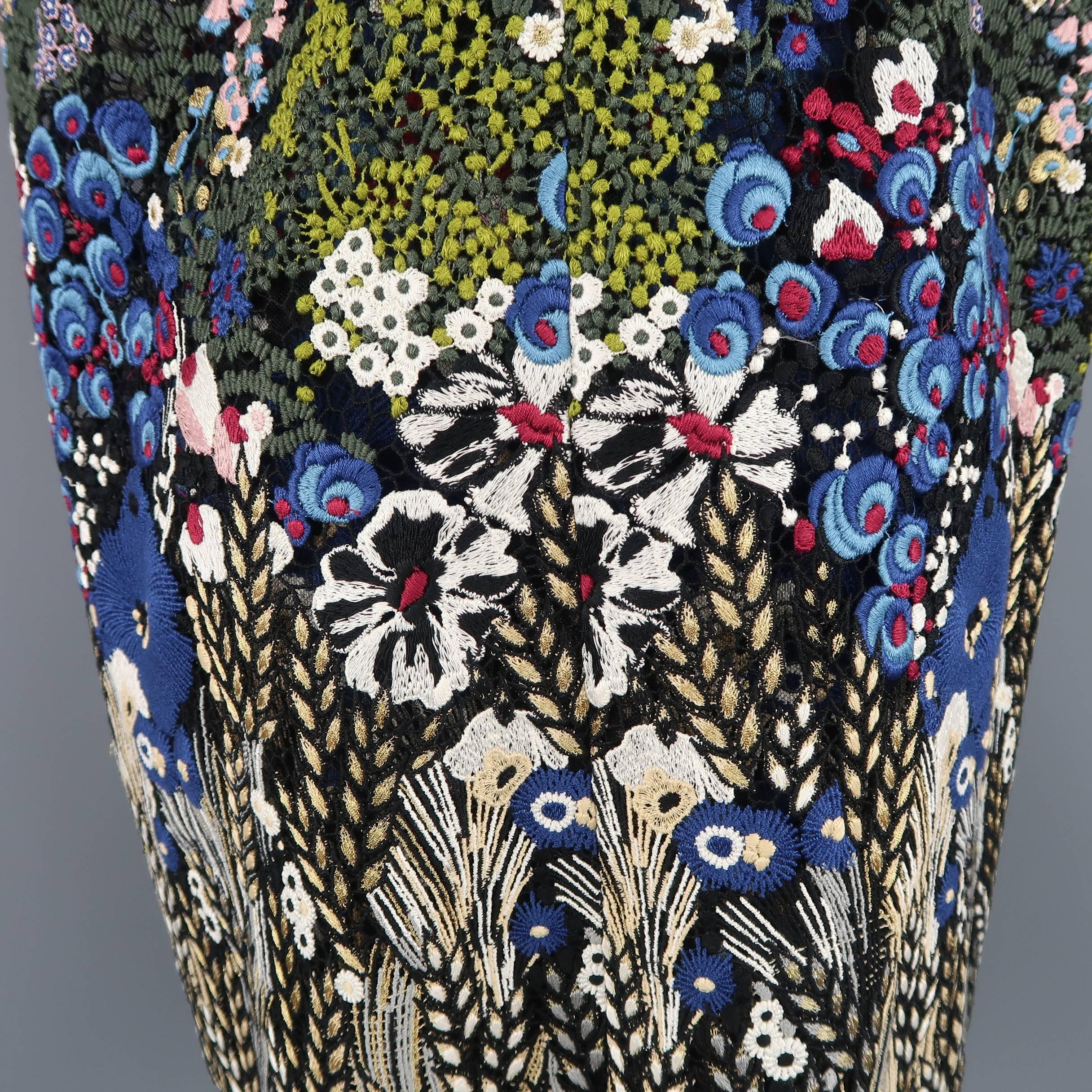Valentino Dress - Landscape Embroidered Cape Sleeve Macrame Cape  5