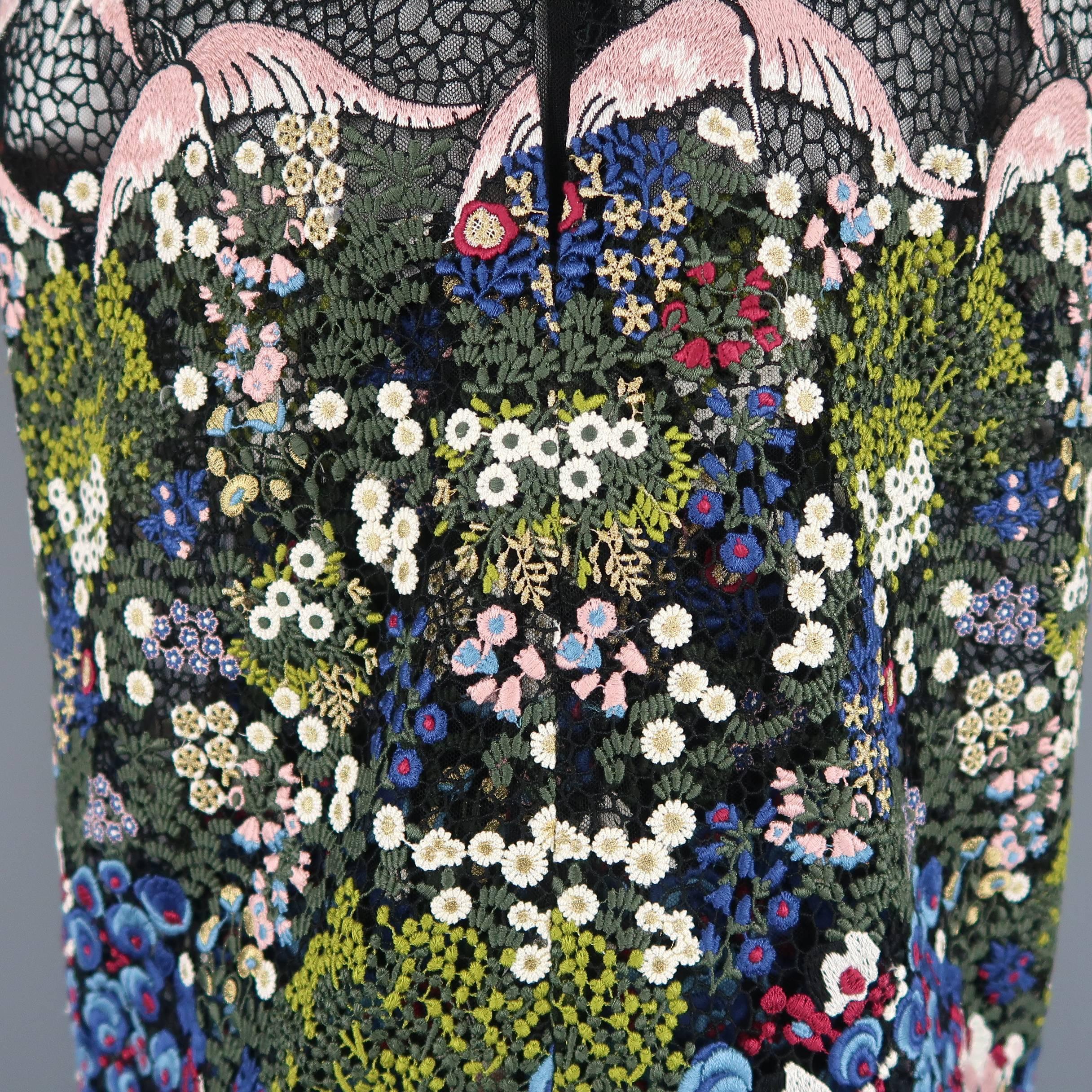 Valentino Dress - Landscape Embroidered Cape Sleeve Macrame Cape  6