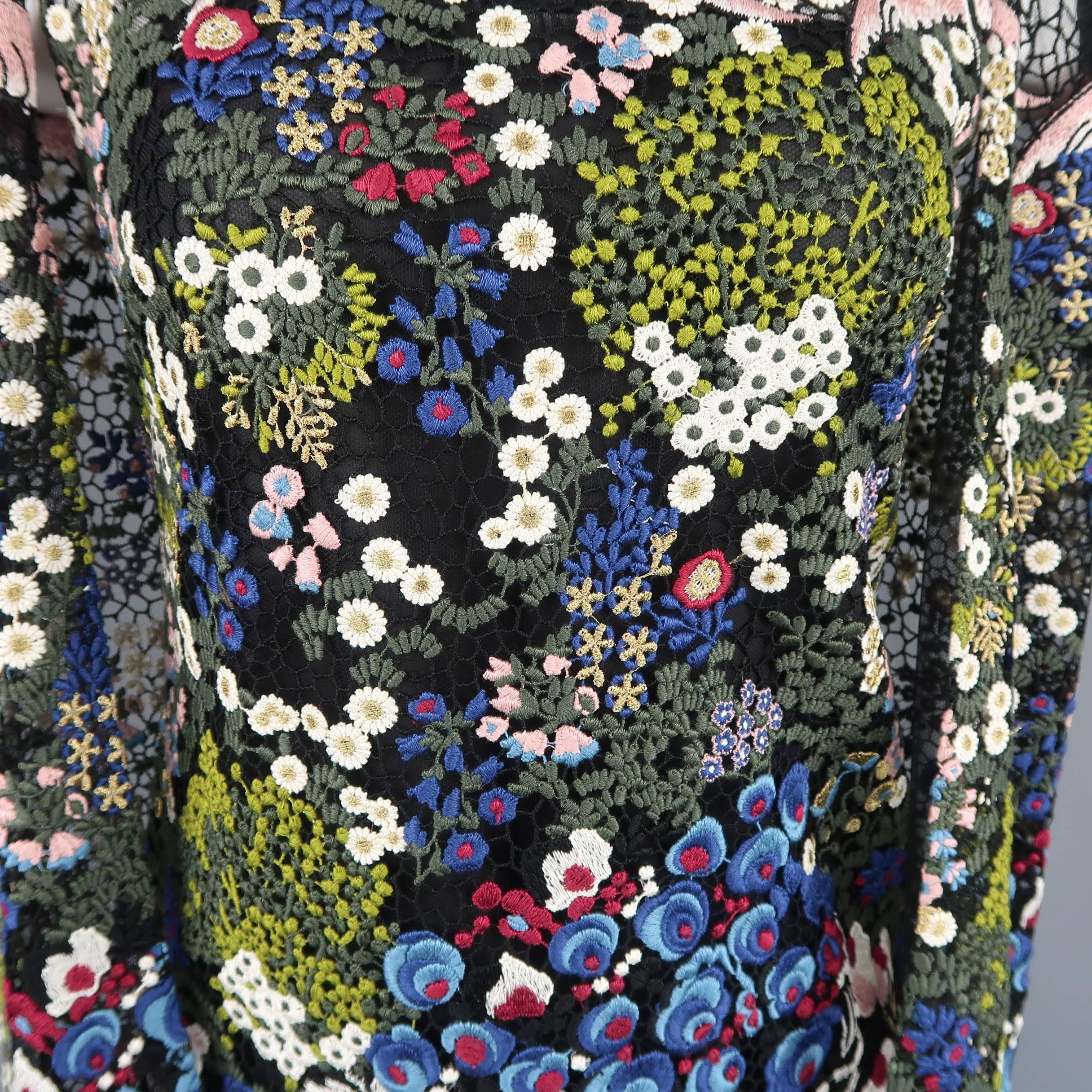 Women's Valentino Dress - Landscape Embroidered Cape Sleeve Macrame Cape 