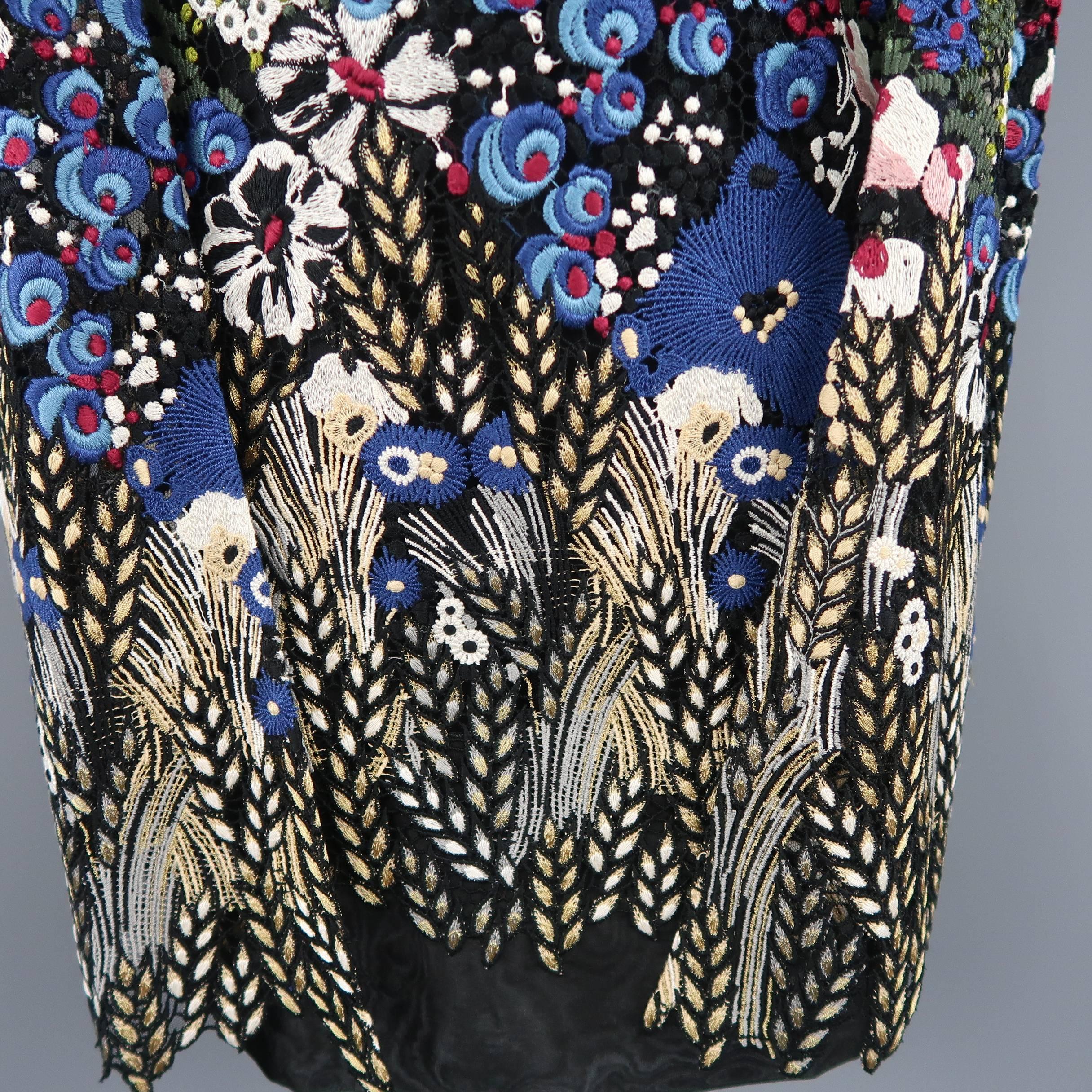 Valentino Dress - Landscape Embroidered Cape Sleeve Macrame Cape  1