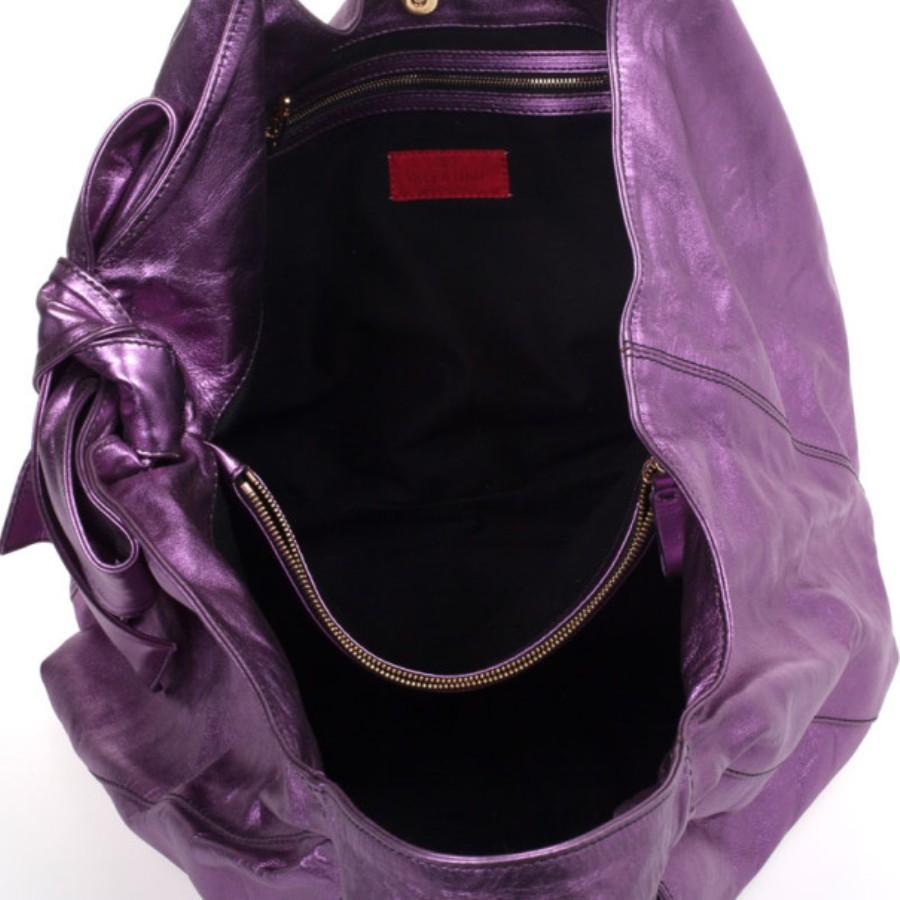 Valentino Large Metallic Purple Nuage Bow Tote 6