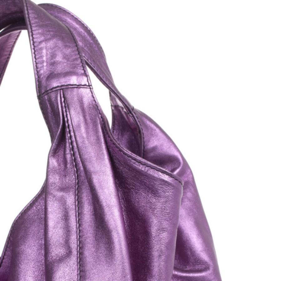 Valentino Large Metallic Purple Nuage Bow Tote 2