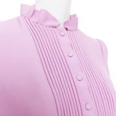 VALENTINO lavender wool silk pleated ruffle bib collar A-line mini dress IT40 S