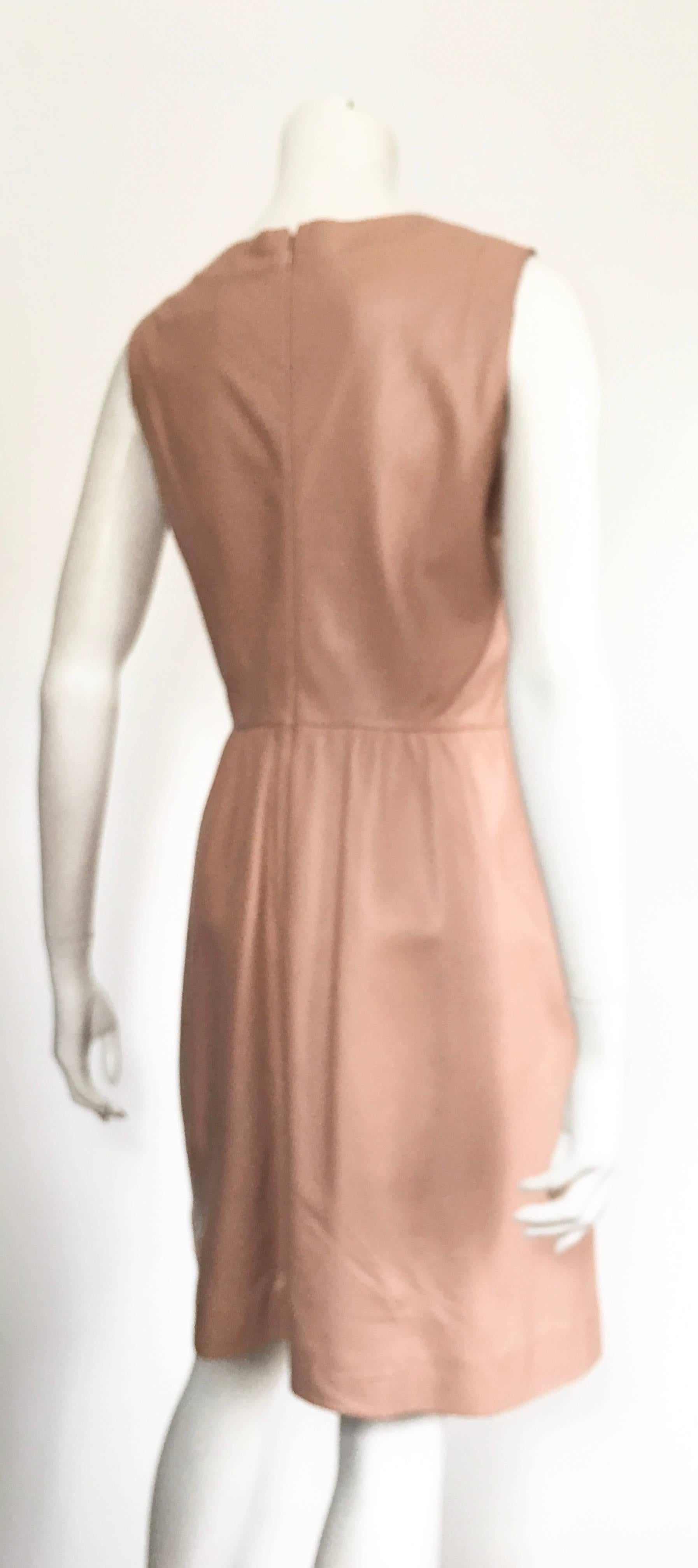 Beige Valentino Leather and Lace Evening Cocktail Dress with Pockets Size 8. For Sale