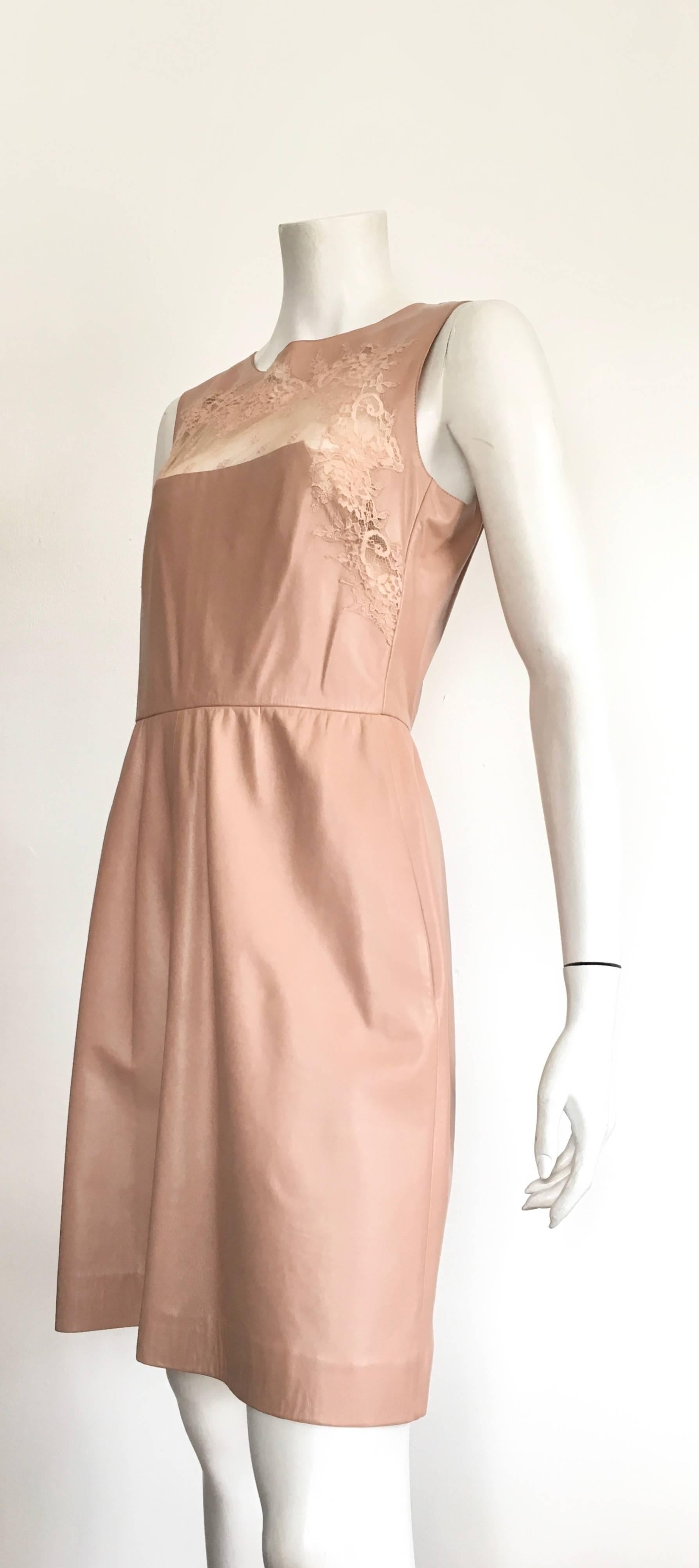 Women's or Men's Valentino Leather and Lace Evening Cocktail Dress with Pockets Size 8. For Sale