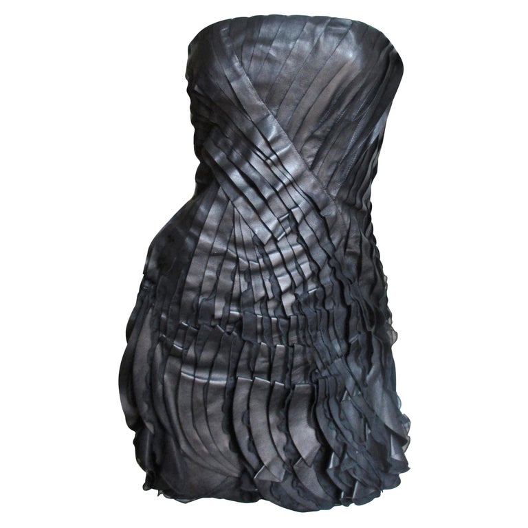 Valentino Leather and Silk Strapless Dress For Sale at 1stDibs | valentino  leather dress, valentino strapless dress, strapless red valentino dress