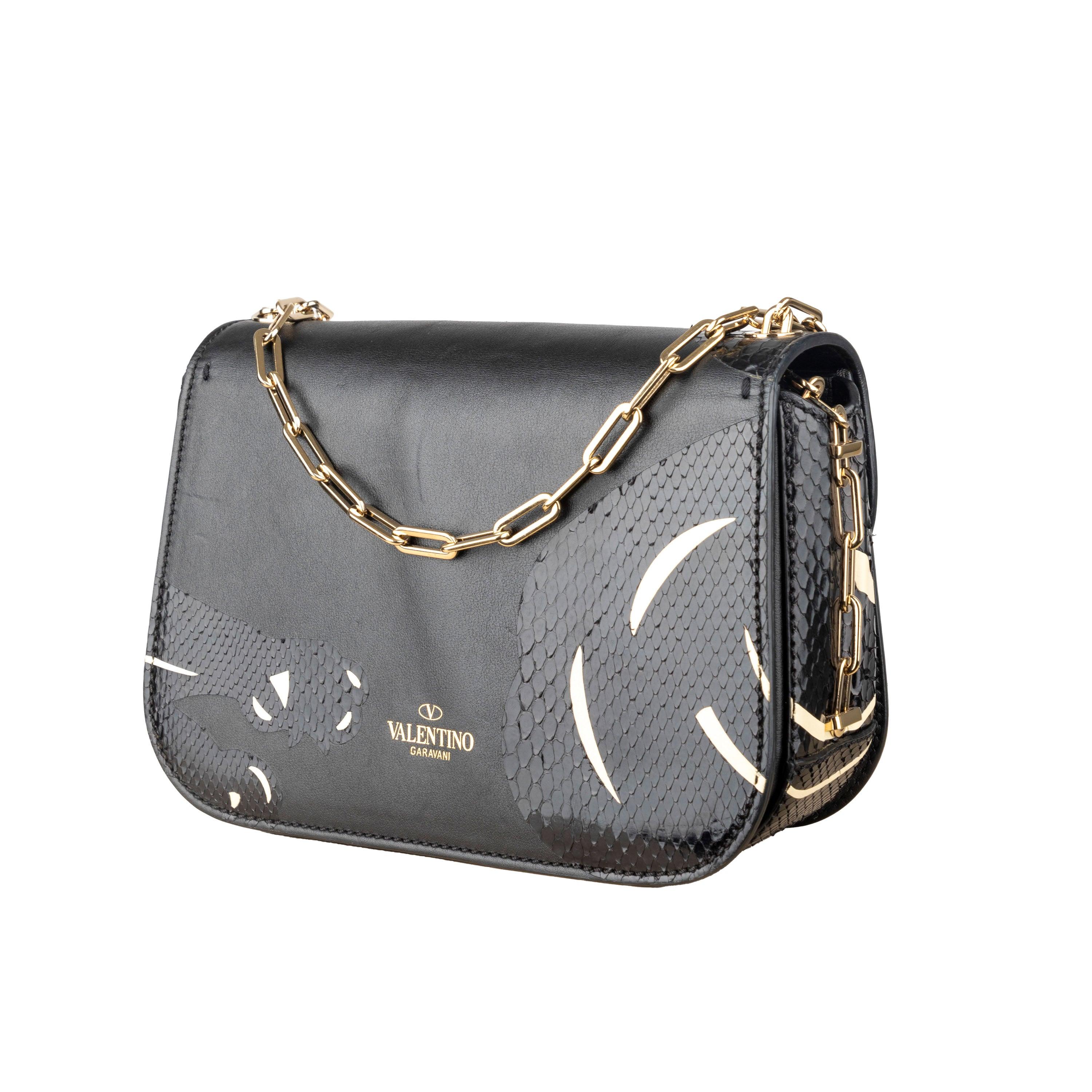 Women's Valentino Leather and Snakeskin Panther Crossbody Bag - '10s
