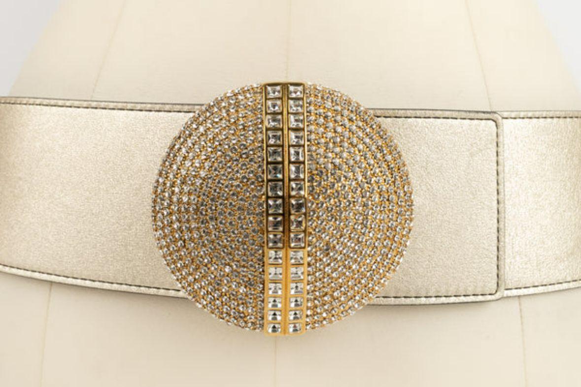 Valentino Leather Belt and Buckle Paved with Rhinestones. 6