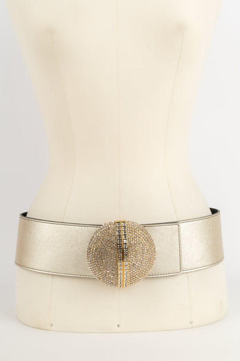 Valentino Leather Belt and Buckle Paved with Rhinestones. 5