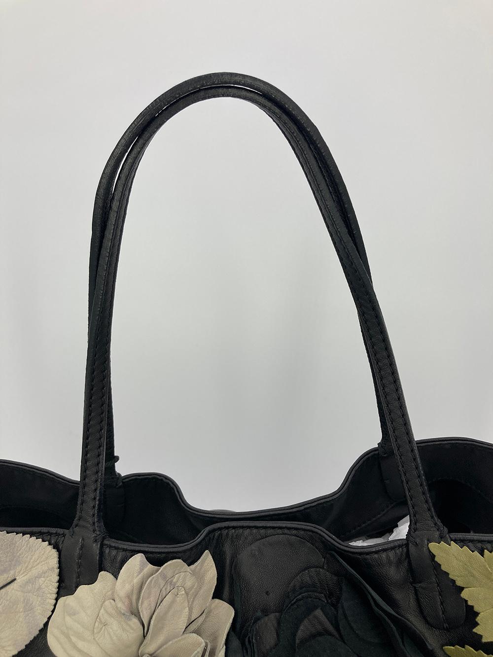 Valentino Leather Floral Embellished Tote For Sale 3