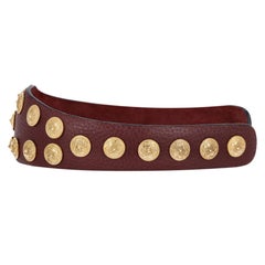 Valentino Leather Headband With Gryphon Stud Medallions