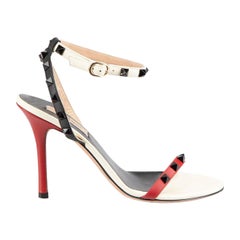 Valentino Leather Rockstud Detail Heeled Sandals Size IT 36.5