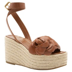 Valentino Leder-Espadrilles „Rose Atelier 03“ mit Keilabsatz – Größe 8,5 / 38,5