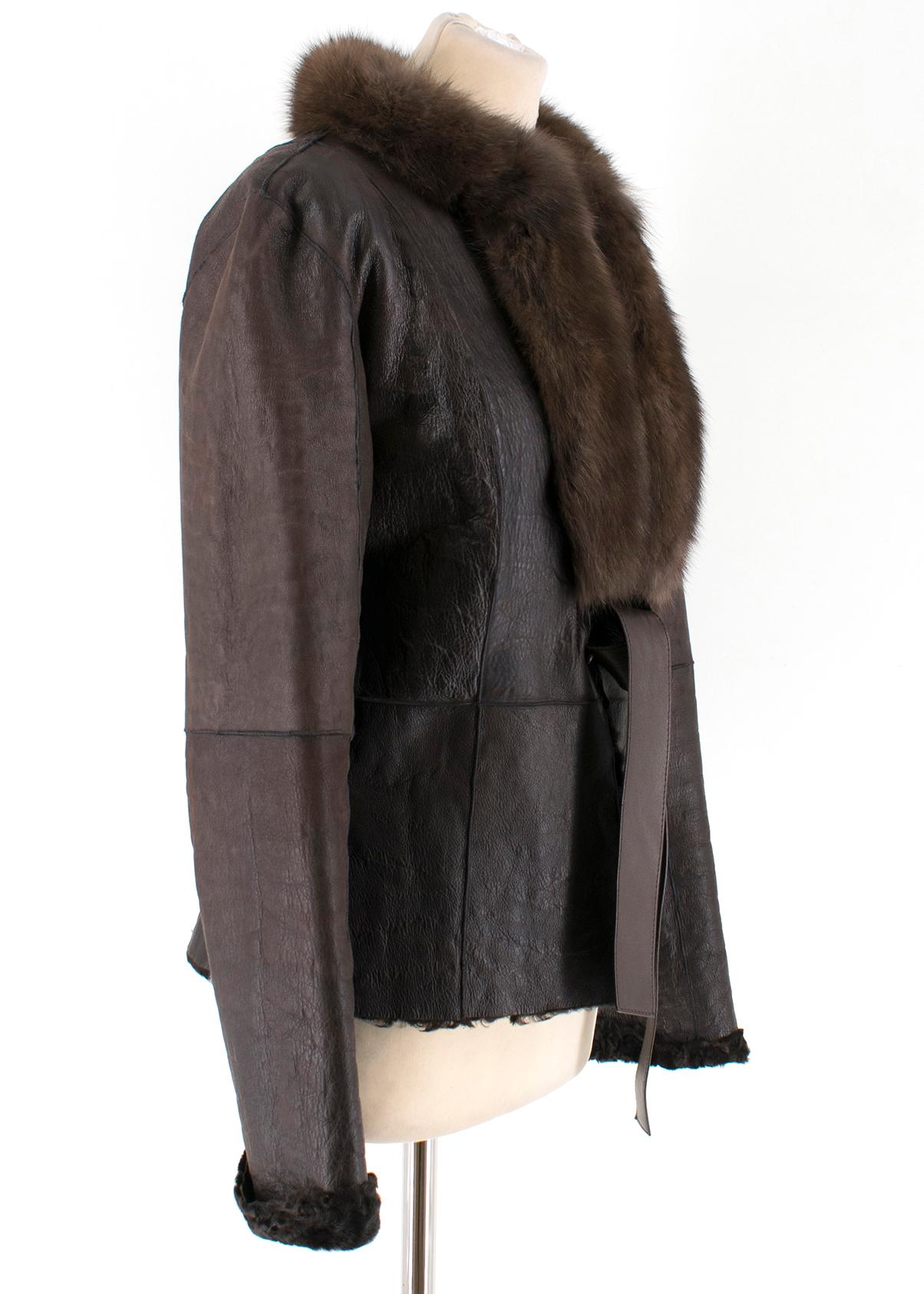 Black Valentino Leather, Sable & Astrakhan Fur Reversible Jacket US 6