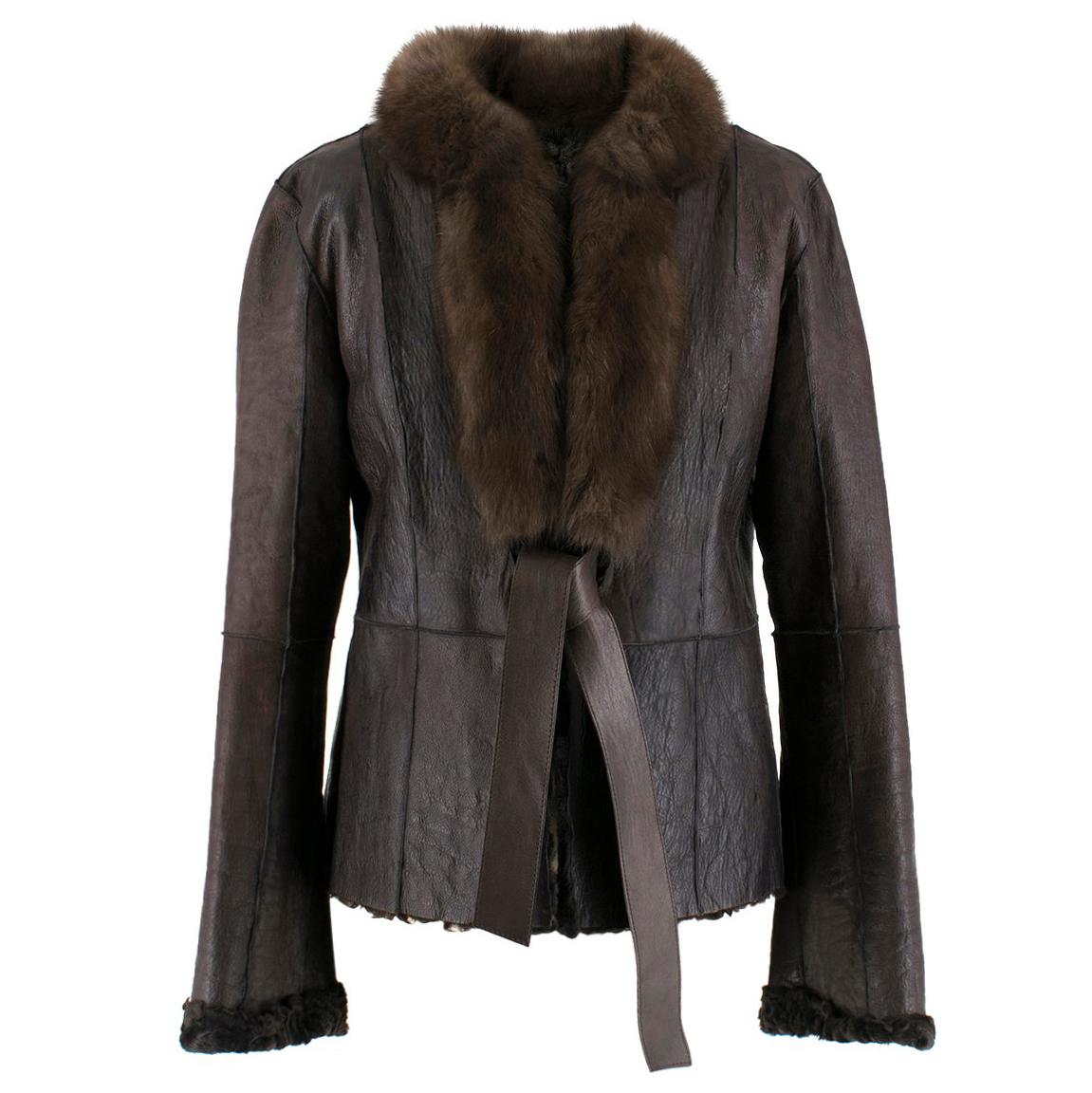Valentino Leather, Sable & Astrakhan Fur Reversible Jacket US 6