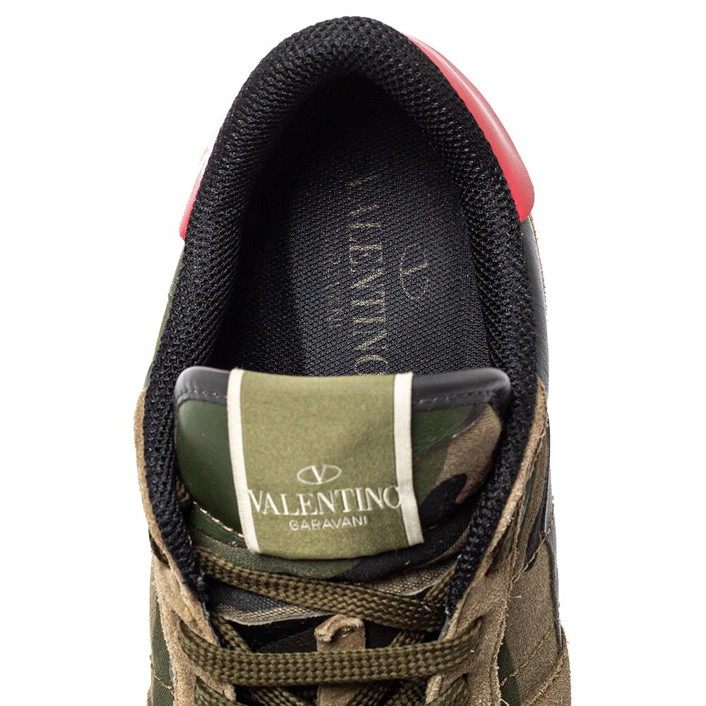 Valentino Leather, Suede Multicolor Camouflage Rockrunner Sneaker Size 40 1