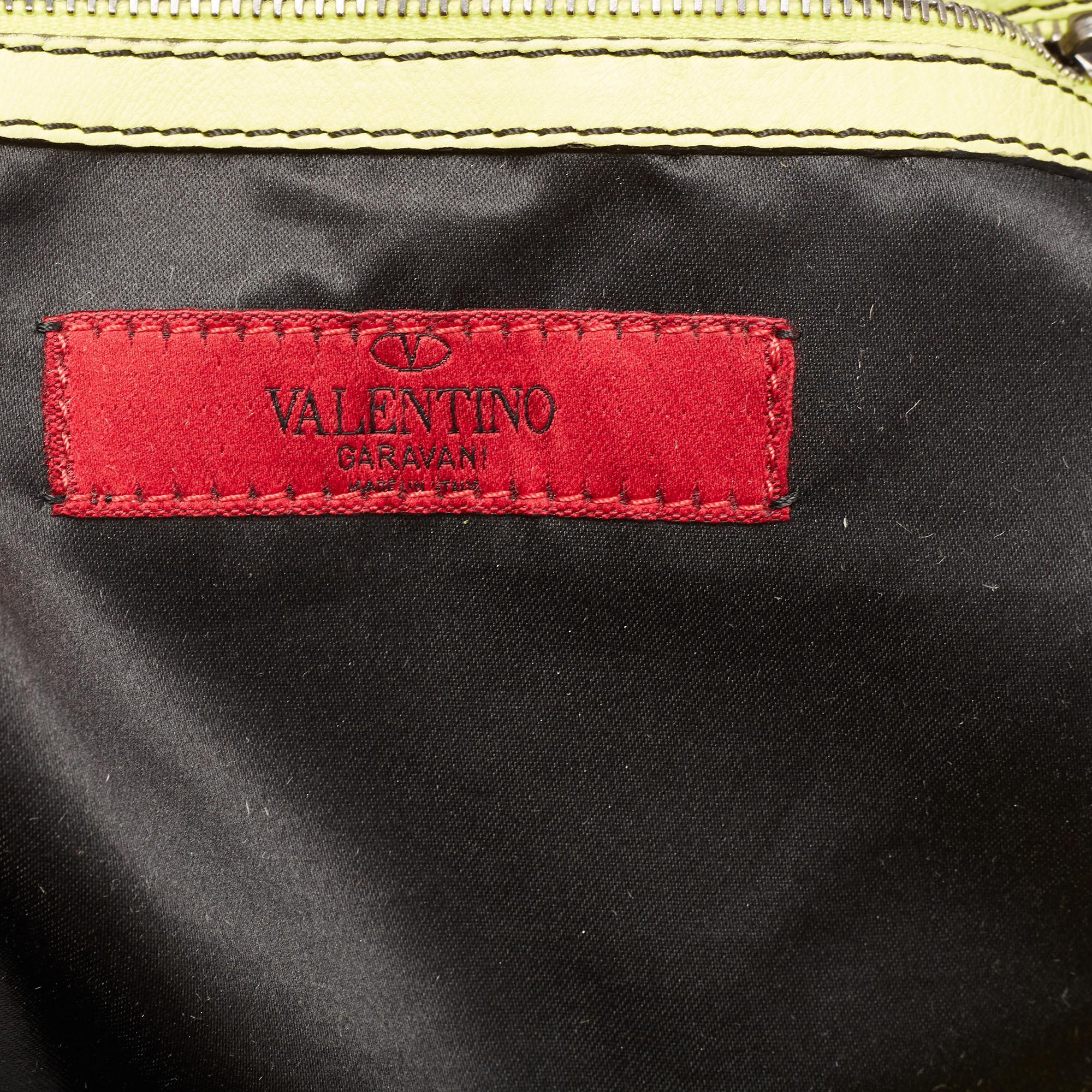 Women's Valentino Lemon Yellow Leather Rouches Ruffle Hobo