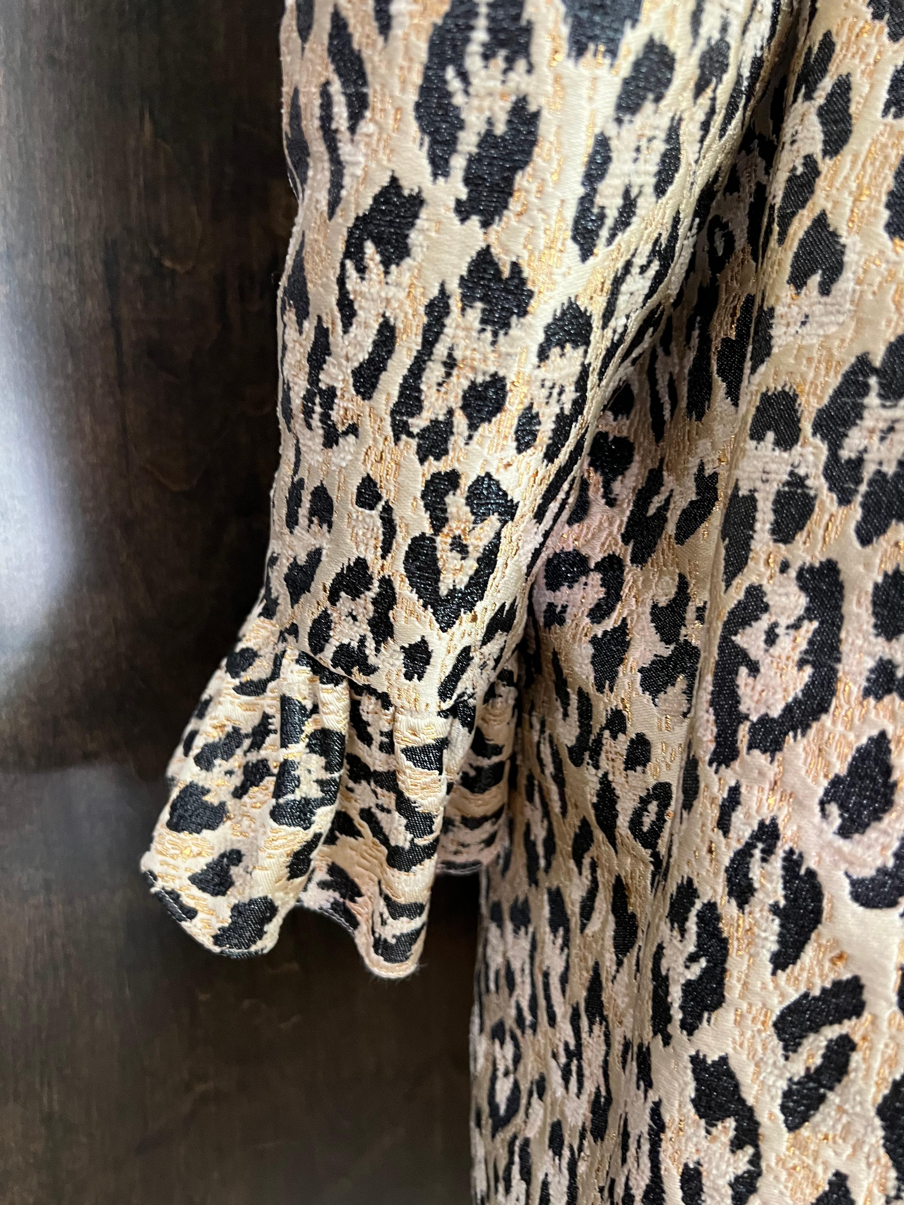Women's Valentino Leopard Brocade Dress, Size 44 For Sale