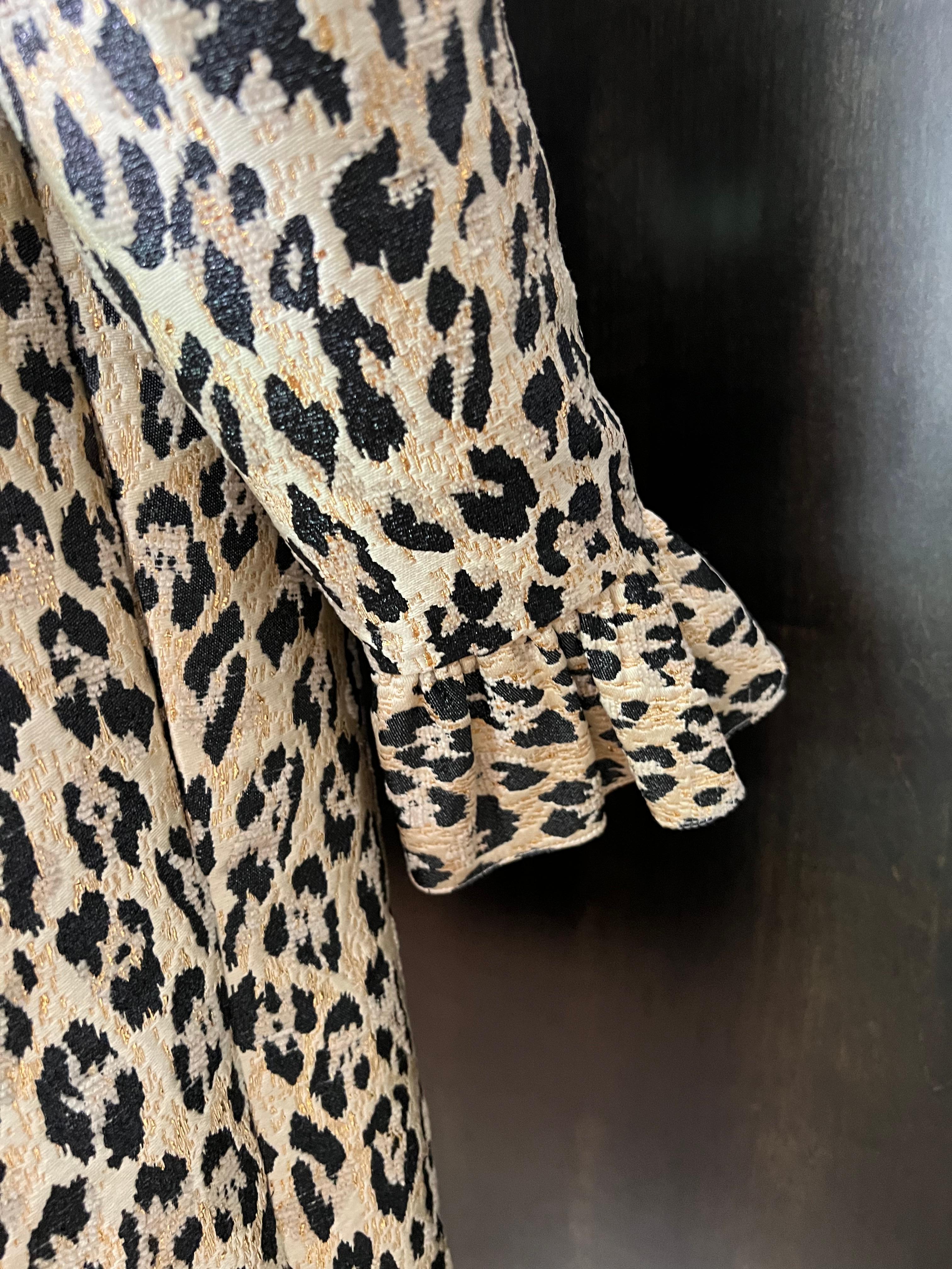 Valentino Leopard Brocade Dress, Size 44 For Sale 1