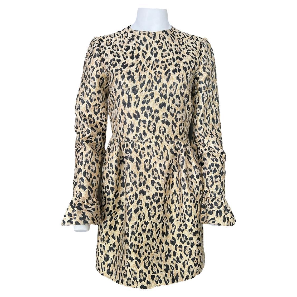 Valentino Leopard Brocade Dress, Size 44 For Sale