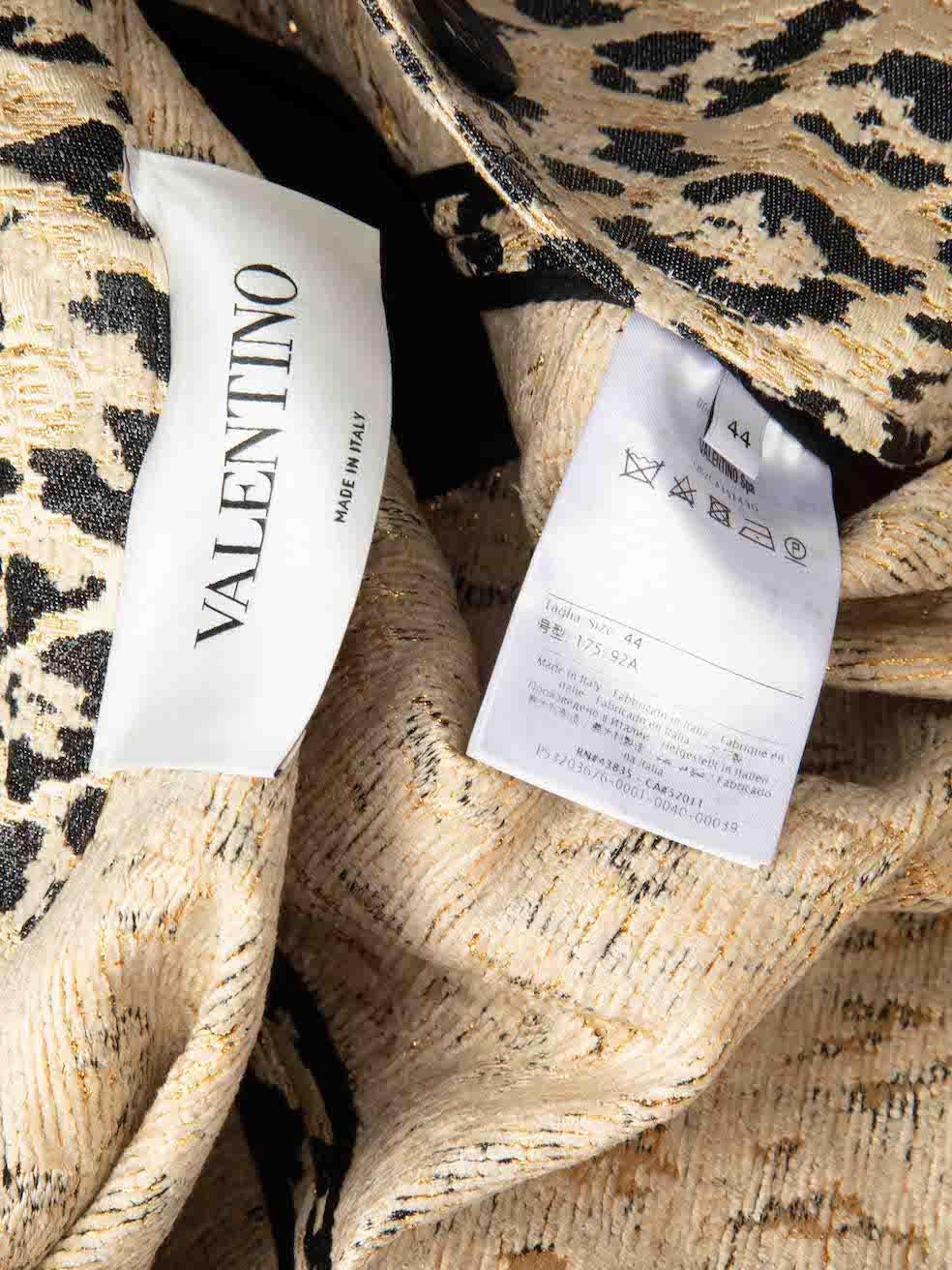 Valentino Leopard Jacquard Metallic Peplum Hem Coat Size L For Sale 1