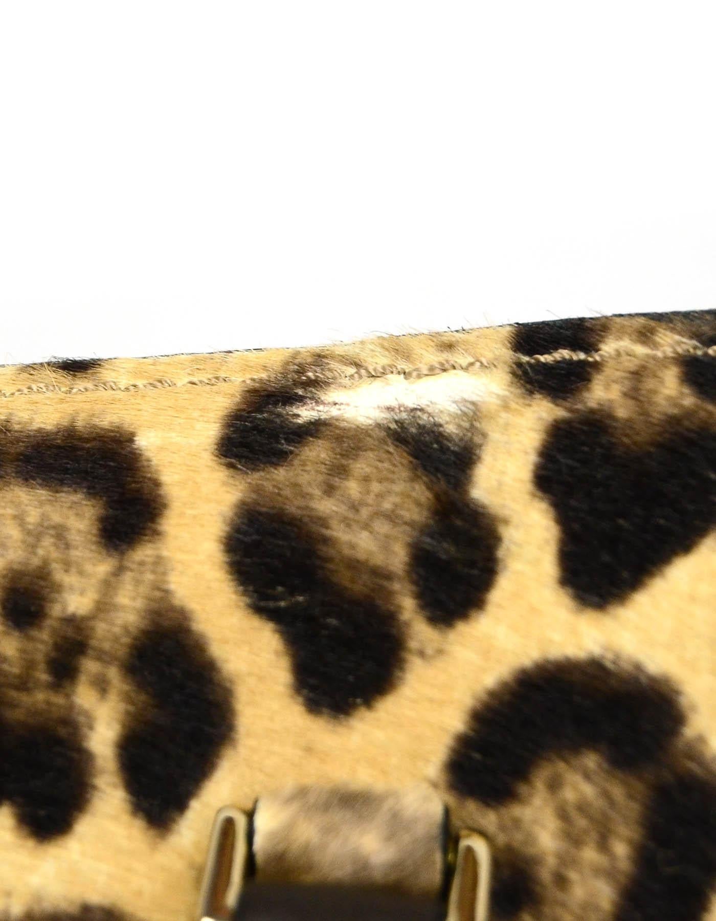 Valentino Leopard Print Calf Hair Small Rockstud Tote Bag w/ Crossbody Strap In Good Condition In New York, NY