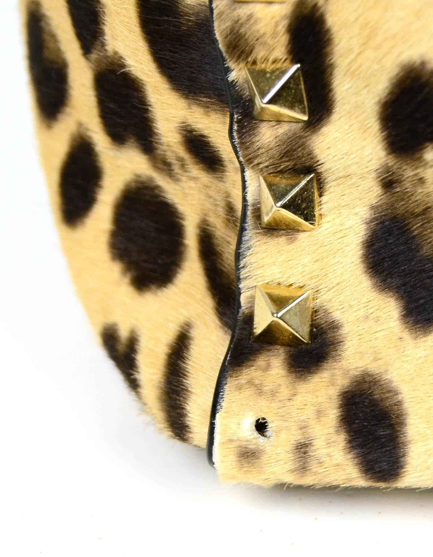 Valentino Leopard Print Calf Hair Small Rockstud Tote Bag w/ Crossbody Strap 1