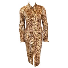 Valentino Leopard Print Cotton Strapless Dress & Jacket Suit 